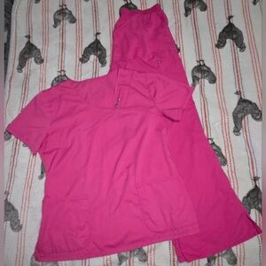 Women's Pink Utility Scrub Top and Pants Set